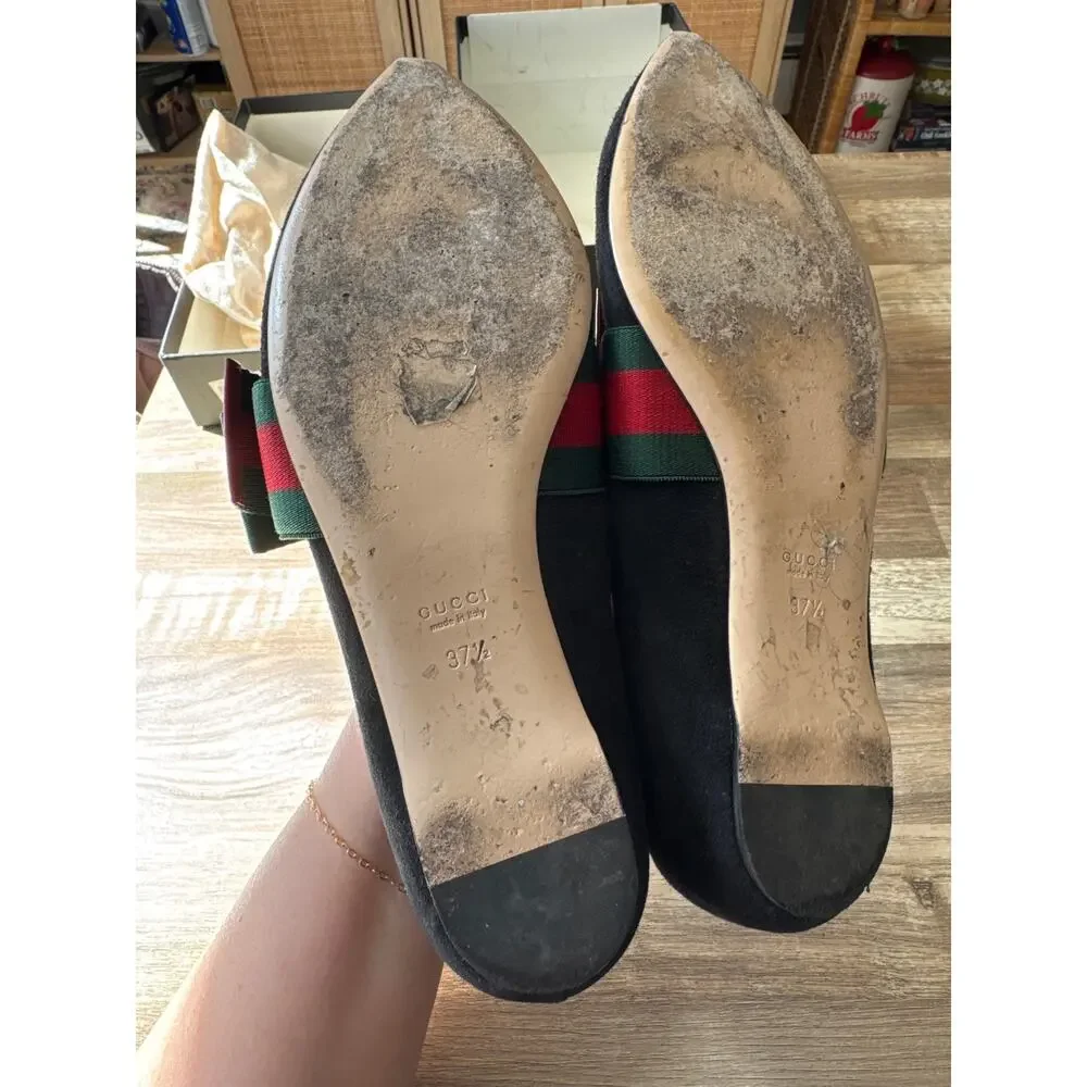 Gucci Sylvie Suede Bow Ballet Flats size 37 - Picture 8 of 9